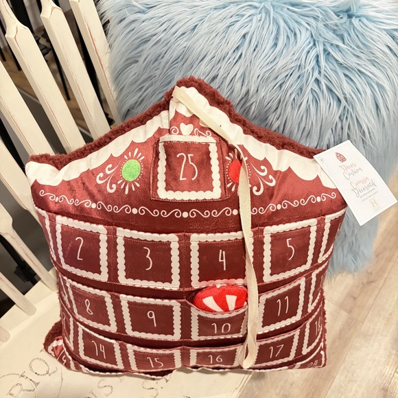 Advent Calendar, Gingerbread House, Pillow, Plush, Sofa Cushion, NEW, With Tags - Picture 2 of 12